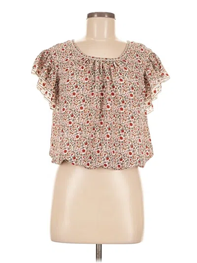 Pre-owned Max Studio Short Sleeve Blouse In Brown