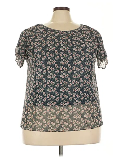 Pre-owned Max Studio Short Sleeve Blouse In Brown