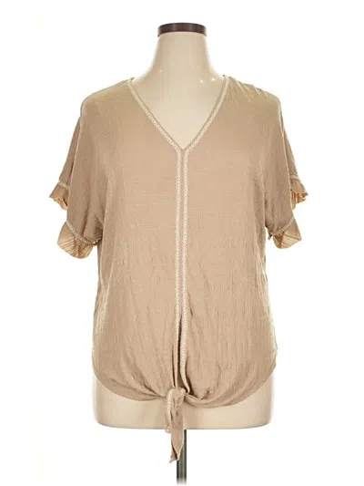 Pre-owned Max Studio Short Sleeve Blouse In Brown
