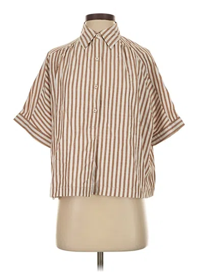 Max Studio Short Sleeve Blouse In Brown