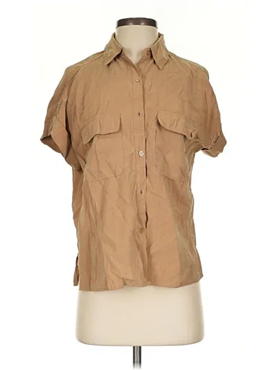 Pre-owned Max Studio Short Sleeve Blouse In Brown