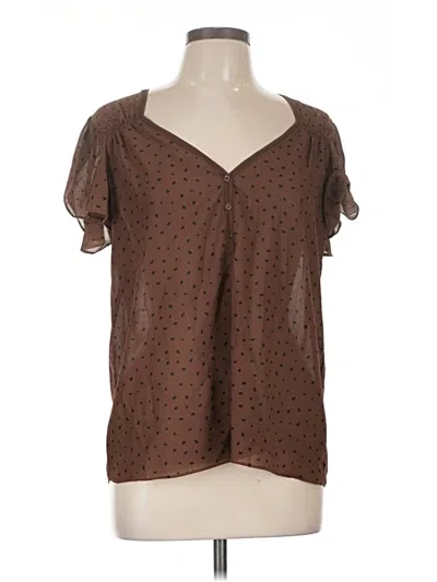 Pre-owned Max Studio Short Sleeve Blouse In Brown