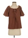 Max Studio Short Sleeve Blouse In Brown