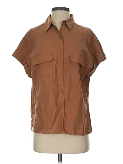Pre-owned Max Studio Short Sleeve Blouse In Brown