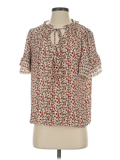 Pre-owned Max Studio Short Sleeve Blouse In Brown