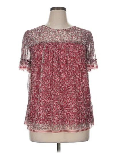 Pre-owned Max Studio Short Sleeve Blouse In Burgundy