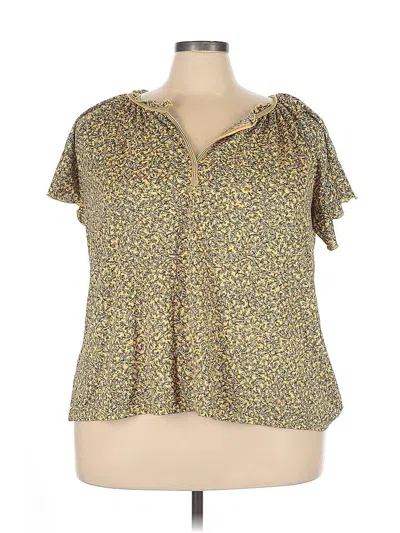 Pre-owned Max Studio Short Sleeve Blouse In Gold