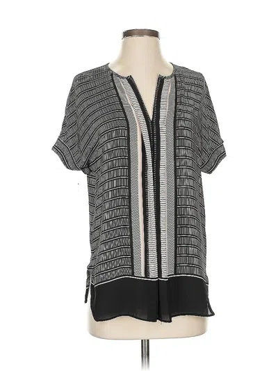 Pre-owned Max Studio Short Sleeve Blouse In Gray