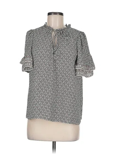 Pre-owned Max Studio Short Sleeve Blouse In Gray