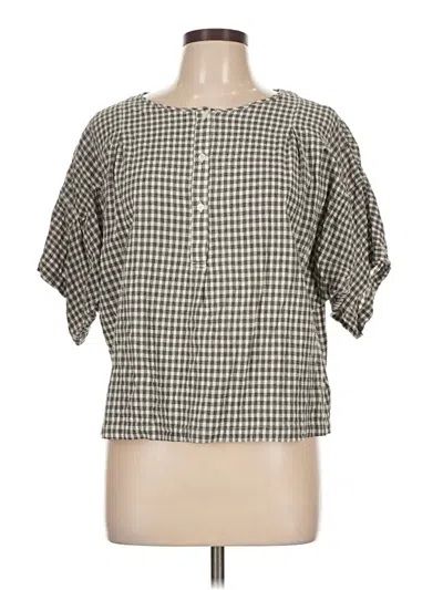 Pre-owned Max Studio Short Sleeve Blouse In Gray