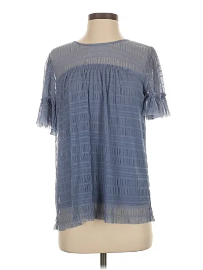 Pre-owned Max Studio Short Sleeve Blouse In Gray