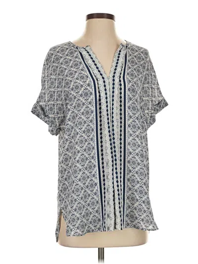 Pre-owned Max Studio Short Sleeve Blouse In Gray