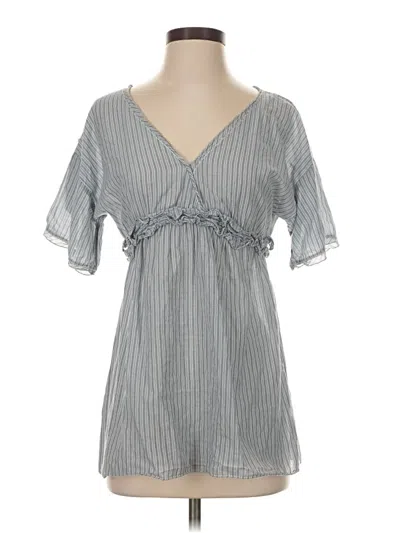 Pre-owned Max Studio Short Sleeve Blouse In Gray
