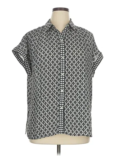 Pre-owned Max Studio Short Sleeve Blouse In Gray