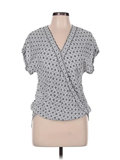 Pre-owned Max Studio Short Sleeve Blouse In Gray