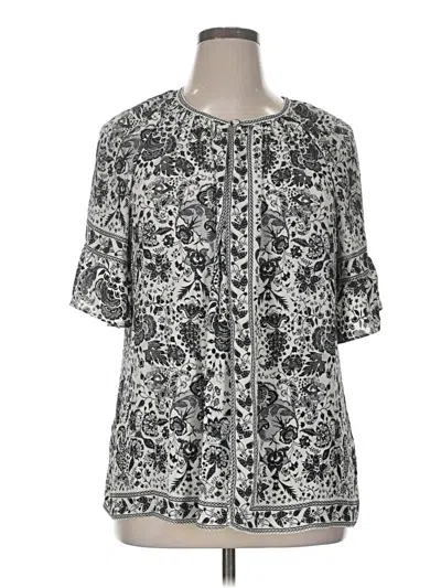 Pre-owned Max Studio Short Sleeve Blouse In Gray