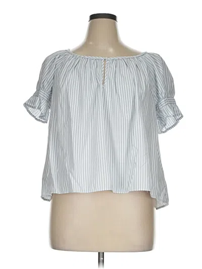 Pre-owned Max Studio Short Sleeve Blouse In Gray