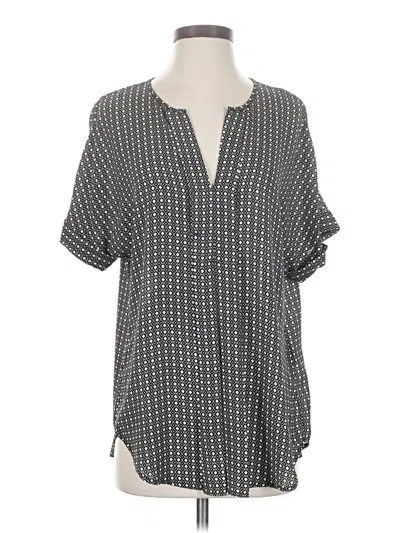 Pre-owned Max Studio Short Sleeve Blouse In Gray