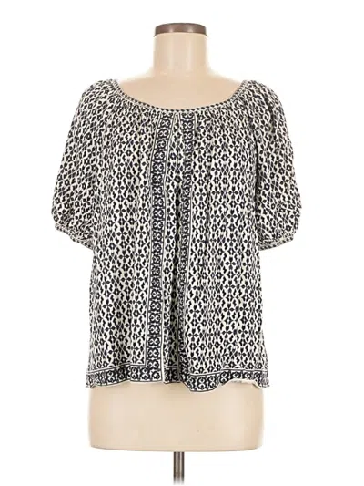 Pre-owned Max Studio Short Sleeve Blouse In Gray