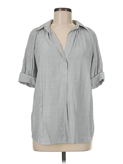 Pre-owned Max Studio Short Sleeve Blouse In Gray