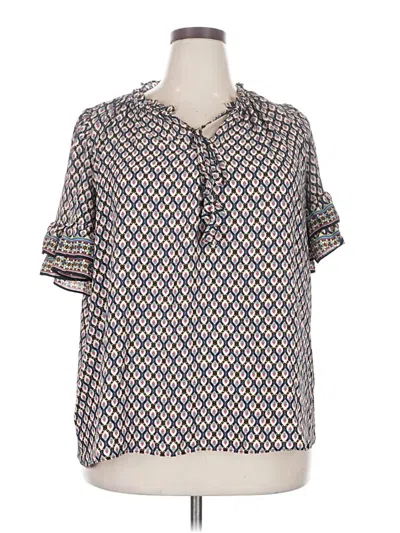 Pre-owned Max Studio Short Sleeve Blouse In Gray
