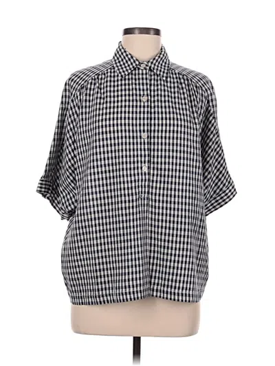 Pre-owned Max Studio Short Sleeve Blouse In Gray