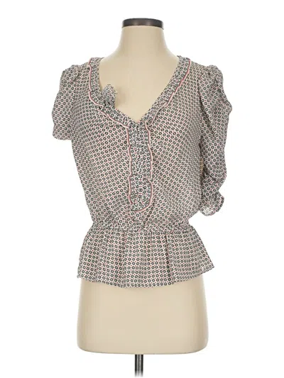 Pre-owned Max Studio Short Sleeve Blouse In Gray
