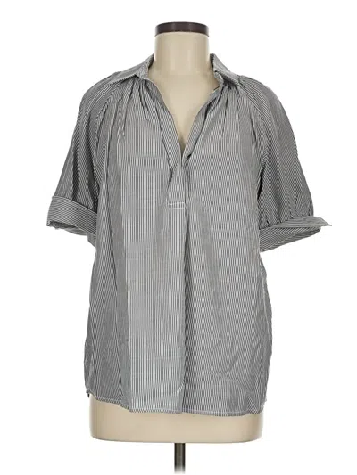 Pre-owned Max Studio Short Sleeve Blouse In Gray
