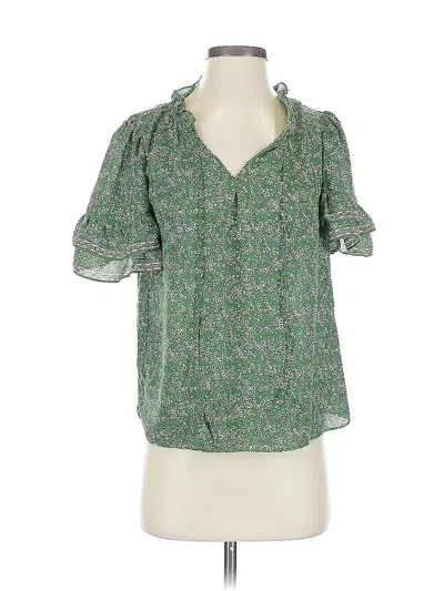 Pre-owned Max Studio Short Sleeve Blouse In Green
