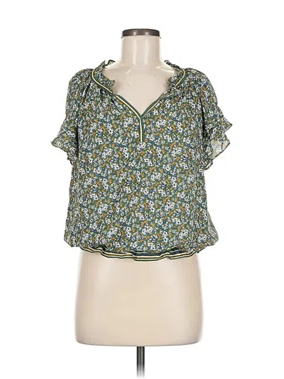 Pre-owned Max Studio Short Sleeve Blouse In Green