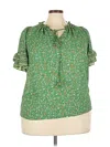 Max Studio Short Sleeve Blouse In Green