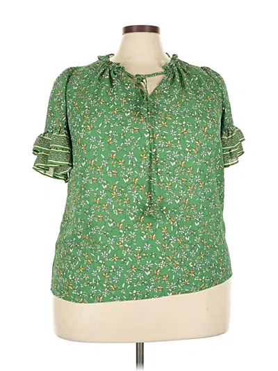 Max Studio Short Sleeve Blouse In Green