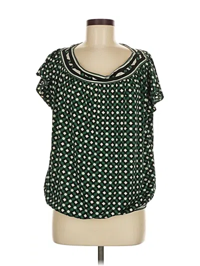 Pre-owned Max Studio Short Sleeve Blouse In Green
