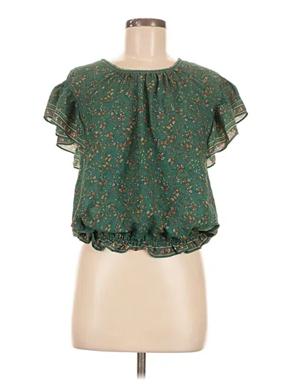 Pre-owned Max Studio Short Sleeve Blouse In Green