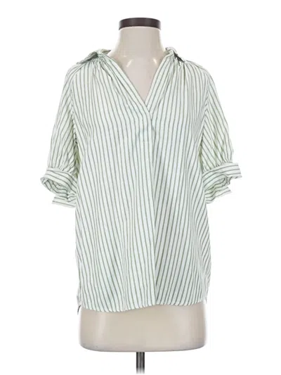 Pre-owned Max Studio Short Sleeve Blouse In Green