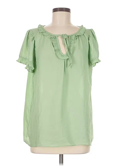 Pre-owned Max Studio Short Sleeve Blouse In Green