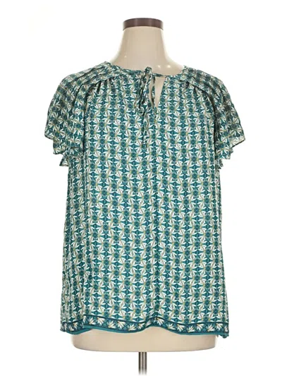 Max Studio Short Sleeve Blouse In Green