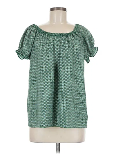 Pre-owned Max Studio Short Sleeve Blouse In Green