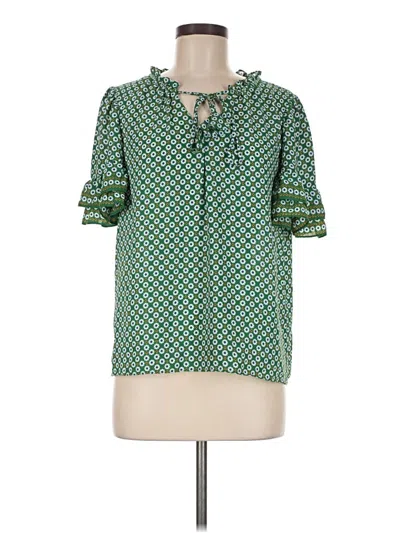 Pre-owned Max Studio Short Sleeve Blouse In Green