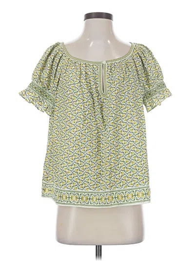 Pre-owned Max Studio Short Sleeve Blouse In Green