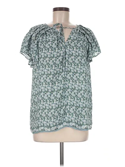 Pre-owned Max Studio Short Sleeve Blouse In Green
