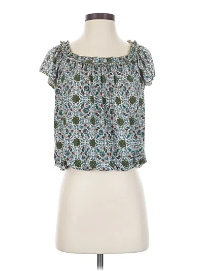 Pre-owned Max Studio Short Sleeve Blouse In Green
