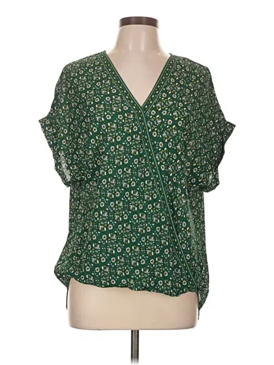 Pre-owned Max Studio Short Sleeve Blouse In Green
