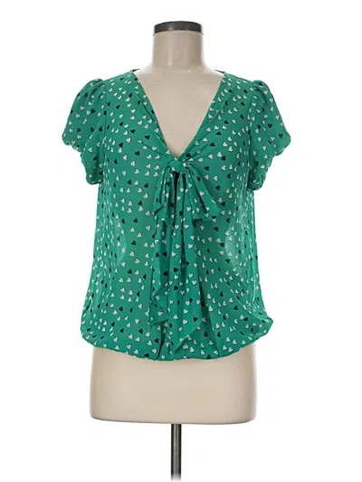 Pre-owned Max Studio Short Sleeve Blouse In Green