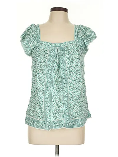 Pre-owned Max Studio Short Sleeve Blouse In Green
