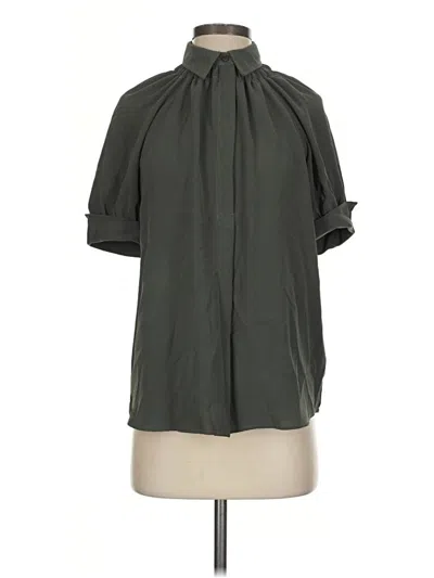 Pre-owned Max Studio Short Sleeve Blouse In Green