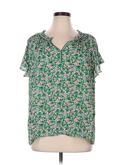 Pre-owned Max Studio Short Sleeve Blouse In Green