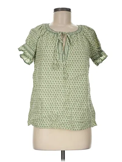 Pre-owned Max Studio Short Sleeve Blouse In Green