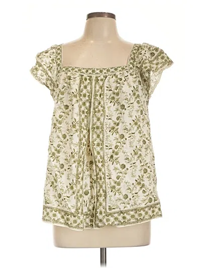 Pre-owned Max Studio Short Sleeve Blouse In Green