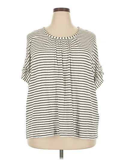 Pre-owned Max Studio Short Sleeve Blouse In Ivory